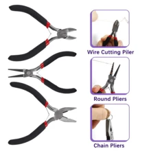 串珠手链制作套装、项链串珠托盘、精密切割钳/珠宝制作钳、珠宝制作材料、串珠托盘、项链设计板、珠宝维修工具套装、串珠线、串珠垫、带钳子的珠宝工具套装 - 彩色 - 查看 4