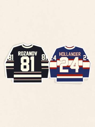 Rozanov & Hollander Hockey Jersey Sticker - Viral Bookish Romance Decal, Aesthetic Hockey Player Merch For Kindle & Laptop, Gift For Romance Readers
