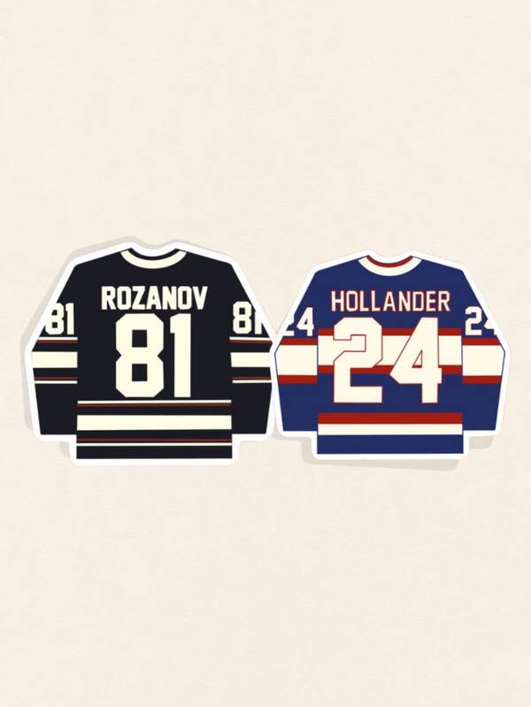Rozanov & Hollander Hockey Jersey Sticker - Viral Bookish Romance Decal, Aesthetic Hockey Player Merch For Kindle & Laptop, Gift For Romance Readers