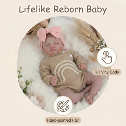 NPK 18inch Rosalie Already Painted Newborn Baby Doll Newborn Baby Reborn Doll Hand Paint With Genesis High Quality 3D Skin Tone Girls