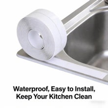 Waterproof Self-Adhesive Caulk Strip Tape, Stain-Resistant Sealant Tape For Kitchen, Bathroom & Bathtub, Easy To Install & Clean For Sinks, Windows & Edges - White - View 4