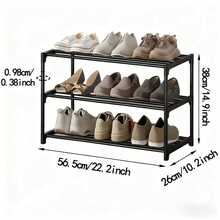 Space-Saving 3-Tier Shoe Rack - Easy Assembly, Multi-Functional Storage Organizer For Hallways, Closets & Garages, Plastic/Metal Construction, Fits Various Room Sizes - Multicolor - View 10
