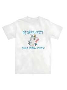 Funny Blueys Unicorse Disrespect Your Surroundings T Shirt T-Shirts Short Sleeve Tops Women Men Cotton O-Neck Oversize Clothing Vacation Outfits Men - 白色 - 查看 1