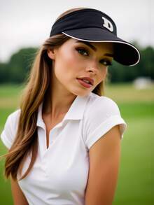 1顶女士个性化A-Z字母透气敞顶遮阳帽，帽檐可调节，轻便透气，男女通用，适合运动、旅行、购物和户外活动，防紫外线 - 黑色 - 查看 4