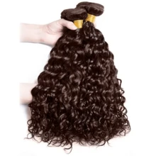 BINF Chocolate Brown Water Wave Bundles Human Hair Spring Flower Sea Check-In Color #4 Wet And Wavy Bundles Unprocessed Virgin Remy Brown Water Wave Bundle Mixed Length 1/3 Bundles Ocean Wave Bundle Early Spring Shopping Look Double Weft Hair Weave 100g - #4 Water Wave Bundles - 查看 4