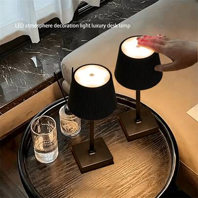1pc LED Desk Lamp, USB Rechargeable Touch Sensor Night Light, Non-Slip Silicone Base, 3 Dimming Levels, Warm Light, Suitable For Bedroom, Room Decor, Reading Light (800mAh)