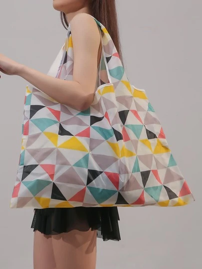 1PC/3PCS Reusable Large Shopping Bag, Printed Pattern, Large Capacity, Large Foldable Tote Bag With Long Handles, Suitable For Buying Groceries And Clothing. It Can Also Be Used As A Student Tote Bag Or School Bag; Portable, Foldable, And Suitable For Business Casual Styles.