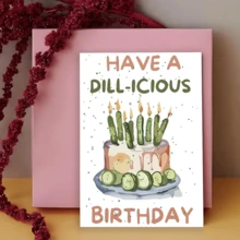 1pc Hilarious Cucumber & Pickle Birthday Card With Cake Design, Unique Anniversary Greeting For Any Recipient - One Size Fits All - View 3