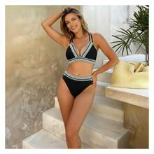 Triangle BikiniHigh Cut Swimsuit WomenBeaded Detail Adjustable Straps Halter BathingSexy Beachwear Summer 2026 - 多色756 - 查看 3