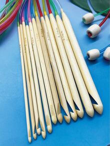 120cm Long Crochet Hooks, 12pcs/Set Carpet Crochet Hooks, 2.0-8.0mm, 47.24 Inches Long, Colorful Tube Handle Circular Crochet Hooks With Beads, DIY Knitting Tools - 120cm Carpet Crochet Hook - View 2