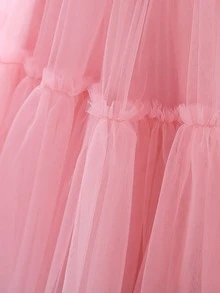 Young Girls Bowknot Tulle Princess Dress, Suitable For Party, Banquet, Birthday, Excluding Headband - Dusty Pink - View 10