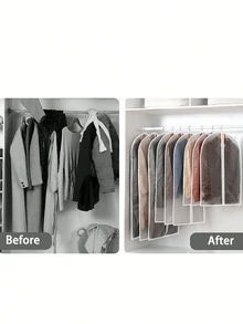 Bộ 5 túi bọc chống bụi trong suốt, có thể giặt, túi chống bụi kín hoàn toàn, thích hợp để bảo quản quần áo, trang trí nhà cửa, phòng ngủ, áo thun nữ, quần, váy, sắp xếp đồ đạc, đồ dùng du lịch. - Nhiều màu - Xem 3