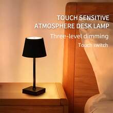 1pc Touch Sensor Wireless LED Desk Lamp, Modern Touch Control Table Lamp With USB Power, 3 Brightness Levels, Bedroom LED Light, Portable LED Desk Lamp, Suitable For Bedside, Indoor, Dining Room, Home, Office, Cafe, Living Room (800mAh) - USB - View 4