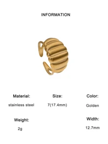 1pc Fashionable INS Minimalist Niche Design Sense High-End Plated Stainless Steel Geometric Open Ring, Suitable For Women's Daily, Party, And Date Wear - Multicolor - View 7