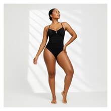 Plus Size Swimsuit Women Black Halter One Piece Ruched Tummy Control Swimwear High Waist Bathing Suit For Curvy Figures; Comfortable & Flattering Swimsuit - 多色624 - 查看 3