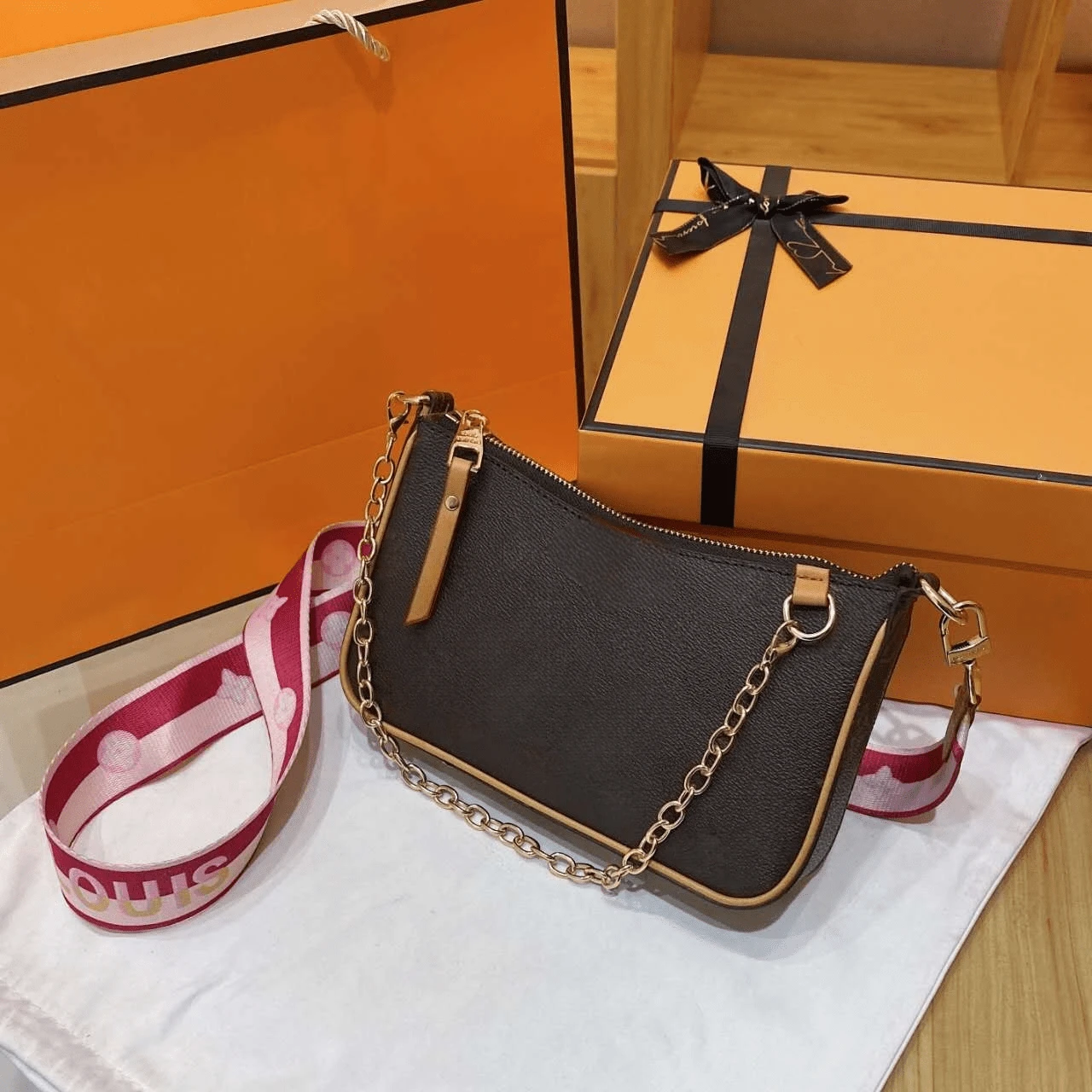 Bolso de hombro cruzado para mujer 2026, bolso versátil de cadena para el hombro individual tipo mahjong - Marrón - Ver 1