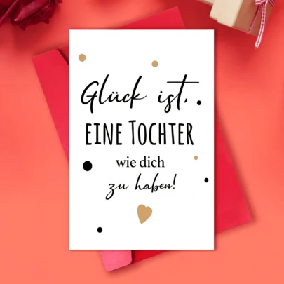 1pc Colorful Birthday Card Graduation Card Father's Day Card Mother's Day Card Made From High-Quality Paper, Featuring Blank Inner Pages, Ideal For Family And Friends For Daughter With German