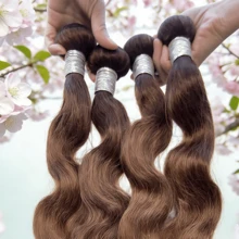 BINF Chocolate Brown Wavy Unprocessed Brazilian Virgin Human Hair Weave, Double Layer, Suitable For Dyeing Or Bleaching, #4 Wavy Human Hair Extensions Suitable For Women's Wedding - S4 - View 8