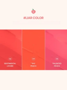 lilybyred K-Beauty Bloody Liar 唇釉，亮泽唇彩，色彩鲜艳水润，如糖浆般闪亮，滋润保湿，持久不晕染，不粘腻，轻盈如镜，打造水润唇妆，丰唇提亮，适合戴口罩使用，不留白痕，韩式彩妆 - 05 Talented Peach - 查看 6