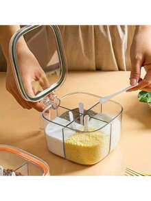 1 hũ đựng gia vị đa năng 4 ngăn, hộp đựng gia vị và muối gia dụng. - Nhiều màu - Xem 1