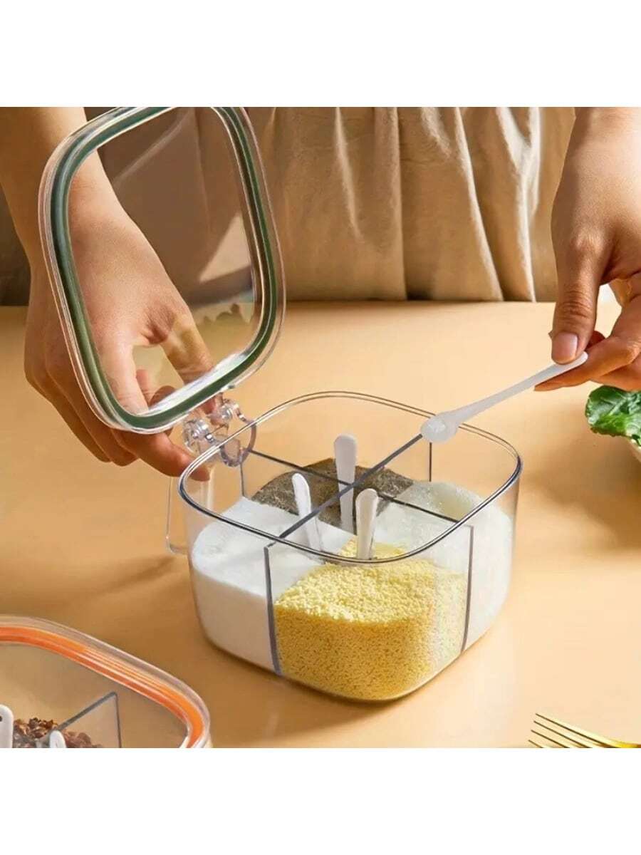 1 hũ đựng gia vị đa năng 4 ngăn, hộp đựng gia vị và muối gia dụng. - Nhiều màu - Xem 1