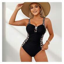 Women's Tummy Control Swimsuit - Black Leopard Print One Piece Swimwear; Modest Bathing Suit; UPF 50+Protection; Comfortable & Flattering Swimsuit For Women - 多色532 - 查看 3