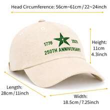 VECRY 250周年纪念棒球帽 1776-2026 刺绣五角星 男女通用 经典美式纪念帽 - A008 - 查看 3