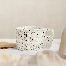1pc Black & White Polka Dot Ceramic Mug, Coffee Cup, Fashionable Couple Milk Cup, High-Quality Breakfast Cup, Suitable For Home, Back To School, Gift For Friends, Valentine's Day, Mother's Day, Christmas, Water Bottle, Indoor & Outdoor, Camping - 多 - 查看 15