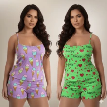 Kit Of 2 Baby Doll Shorts With Assorted Prints And Thin Straps. - Nhiều màu - Xem 14