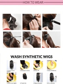 时尚女士假发，长卷马尾辫，优雅扎发造型，日常假发，梨花卷发假发，时尚马尾辫，大波浪，日常中长或短款假发，复古接发，蓬松假发。 - 彩色 - 查看 8