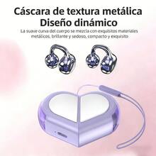 Trymiss K521 Audífonos clip Bluetooth In-ear Mini Corazón Auriculares Con Micrófono Audífonos Para El Gym Manos Libres Audífonos Gamer Bluetooth San Valentin Regalo Para Mujer 14 De Febrero - Morado - Ver 2