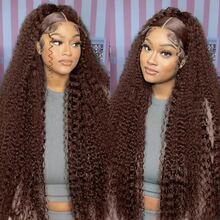NARNI 30 Inch Chocolate Brown Deep Wave Lace Front Wigs Human Hair 250 Density 13x6 HD Lace Frontal Wigs Glueless Curly Human Hair Wig For Women Pre Plucked With Natural Hairline Wet And Wavy 4# Brown Color Colored Human Hair Wigs - S4 - 查看 8