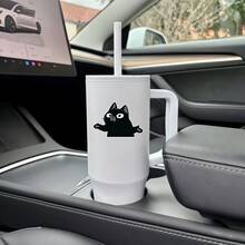 可爱伸爪黑猫贴纸，趣味猫咪面包片贴纸，个性化趣味防水装饰贴纸，防水乙烯基贴纸 - 哑光表面，自粘式保险杠贴纸，适用于汽车、窗户、笔记本电脑、卡车、水瓶 - 多功能设计，汽车贴纸 - 乙烯基 - 查看 9