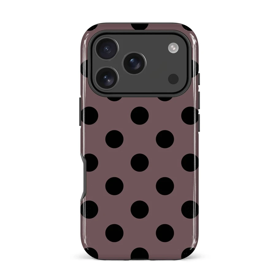 Brown And Blue Polka Dot Phone Case - Shock-Proof Phone Case, Suitable For IPhone 17/16/15/14/13/12/11 Pro Max/Pro Plus/12 Mini/13 Mini, And Galaxy S26 S25 S24 S23 S22 S21 Plus Ultra Phone Cases,International Version, Not The Domestic Version - Brown Background With Black Dots - View 1