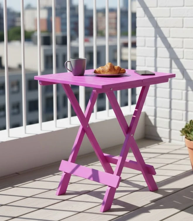 AURA DECO - Tavolino da giardino Adige 44*44*50 cm, pieghevole e pratico, in plastica, disponibile in vari colori, perfetto per terrazza, balcone o giardino - Rosa Rossa - Visualizzare 1