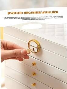 [Delivery Within 2-7 Days In The United States]Large Capacity Jewelry Storage Box, Portable Jewelry Storage Box, Dressing Table With Drawer Jewelry Storage Box, Gift Leather Jewelry Box, Exquisite Display Packaging Storage Container Back To School Dormitory Storage,Gift For Girls And Men,White PU Leather Outside Soft Velvet Lining Inside - 彩色 - 查看 10