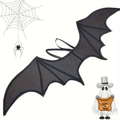 Halloween Costume Black Bat Wings Harness – Dark Angel Gothic Vampire Demon Dragon Bat Wing Cosplay Harness With Adjustable Elastic Straps, Moldable Wire For Shaping, Unisex Strap-On Cosplay Theater Masquerade Accessory, Perfect For Adults, Teens, And Costume Lovers, Fun Festival Party Outfit For Halloween, Christmas, Easter, Carnival, Masquerade Balls, Gothic Cosplay Events, Stage Theater Dress Up, Role Play Games, Party Performance, Unique Holiday Gift Idea For Friends, Family, Couples, And Cosplay Fans