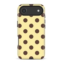 Yellow And Brown Polka Dot Phone Case - Shock-Proof Phone Case, Compatible With IPhone 17/16/15/14/13/12/11 Pro Max/Pro Plus/12 Mini/13 Mini, Suitable For Galaxy S26 S25 S24 S23 S22 S21 Plus Ultra Phone Case. - Yellow Base With Brown Dots - View 6