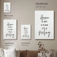 1pc Minimalist Inspirational Wall Art, Motivational Quote, Elegant And Beautiful Wooden Framed Wall Art, Wrapped Canvas Vintage Prints Poster, Home Is Not A Place It's A Feeling - Minimalist, Minimalist, Modern, Typographic Style, Perfect Gift Decor, Wall Art for Living Room Bedroom Office, Hanging Hardware Included - Wrapped Framed Canvas, Vertical - Lienzo enmarcado - Ver 10