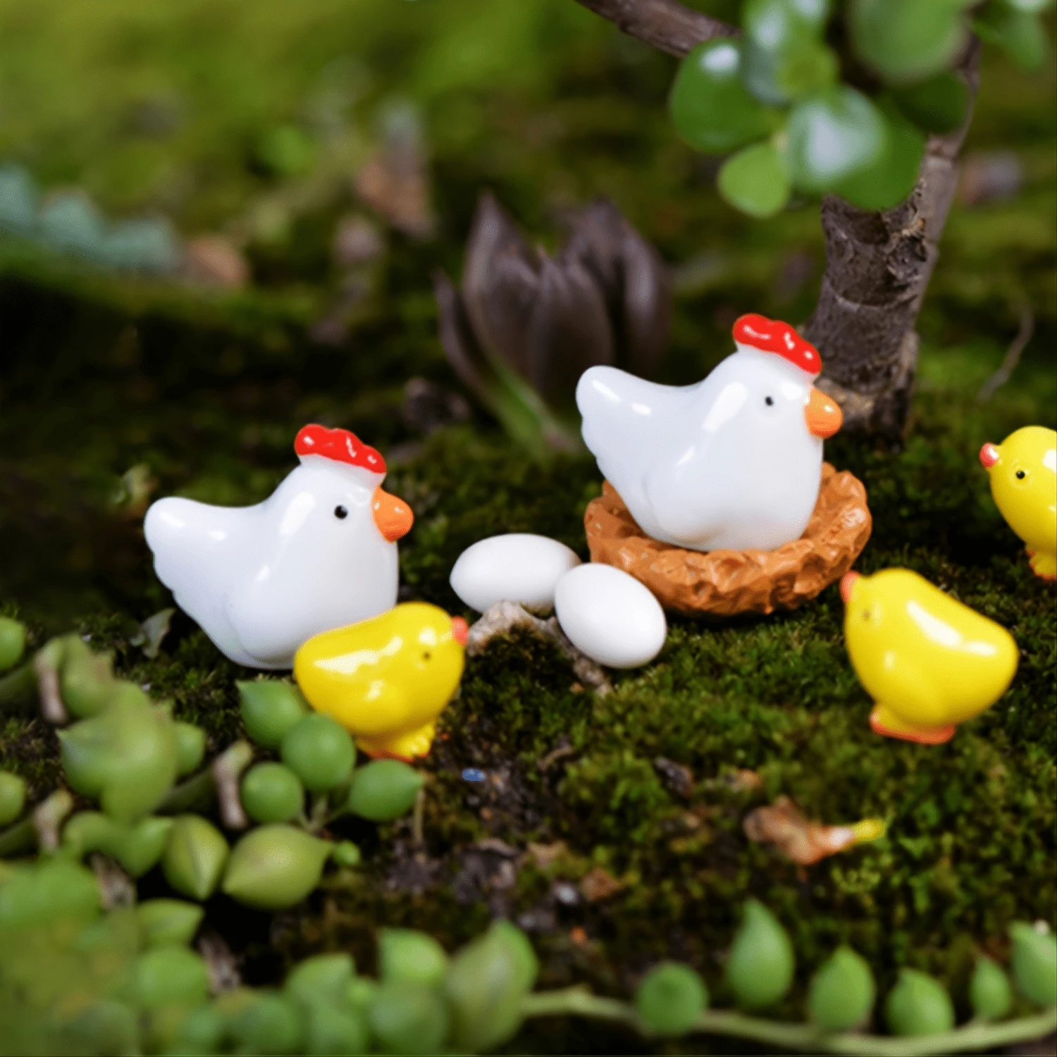 10pcs This Set Of Adorable Mini Chicken Family Figurines Combines Playful Design, Exquisite Craftsmanship, And Versatile Uses, Specially Created To Infuse Your Home, Garden, Or Miniature Landscape With A Charming Rural Appeal. - A - View 1