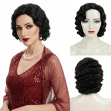 REEWES 1920年代短款波浪假发，15英寸合成假发，适合初学者的复古爵士女郎假发，女士万圣节派对假发，卷曲假发，音乐节假发，金色/棕色/黑色可选 - 彩色 - 查看 14