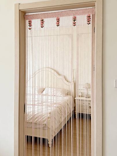 1/20pcs Delicate Pink Rose Flower String Curtain, Decorative For Wedding, Valentine's Day, Living Room, Bedroom, Kitchen, Doorway, Tassel Decor For Daily Home Use