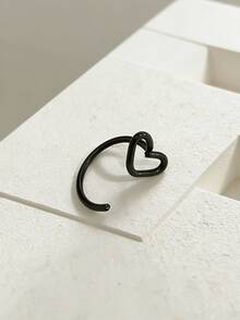 1件/2件装不锈钢心形鼻钉耳环唇环鼻环穿刺饰品，夏季配饰 - Heart shape - 查看 3