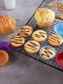 12/36件装硅胶午餐盒分隔盘，可重复使用的硅胶午餐盒隔层内衬，松饼杯，不粘烘焙杯，可放入洗碗机和冰箱，返校用品 - 彩色 - 查看 11