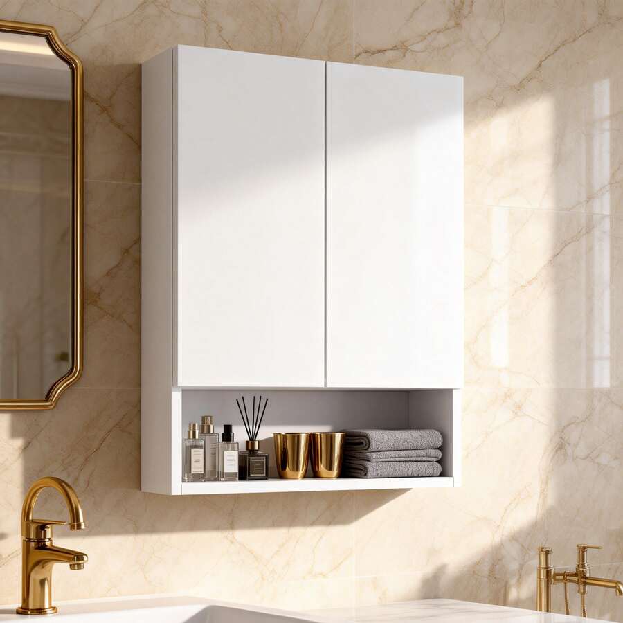 Repisas Flotante Para Pared Armarios De Almacenamiento Para Cocina Con 2 Puertas - Blanco - Ver 1