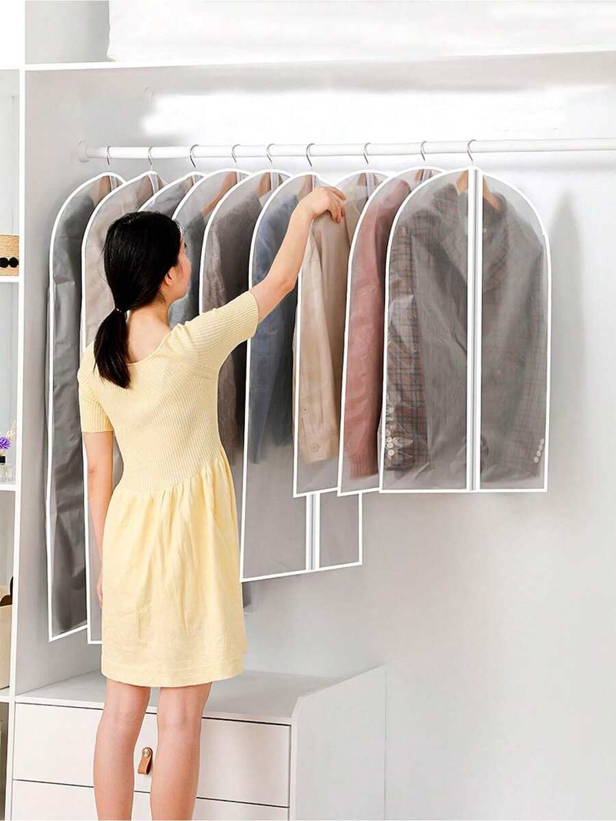 Bộ 5 túi bọc chống bụi trong suốt, có thể giặt, túi chống bụi kín hoàn toàn, thích hợp để bảo quản quần áo, trang trí nhà cửa, phòng ngủ, áo thun nữ, quần, váy, sắp xếp đồ đạc, đồ dùng du lịch.