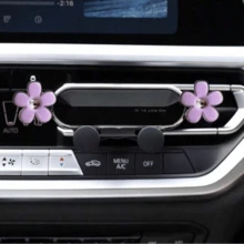 1pc Elegant Flower Car Phone Holder, Exquisite Flower Air Vent Clip Design, Horizontal & Vertical Installation, Auto Lock Stable, Universal Car Navigation Bracket, Fashionable Car Accessory To Add Refined Aesthetics - Iron Ornamental Work - View 7