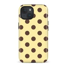 Yellow And Brown Polka Dot Phone Case - Shock-Proof Phone Case, Compatible With IPhone 17/16/15/14/13/12/11 Pro Max/Pro Plus/12 Mini/13 Mini, Suitable For Galaxy S26 S25 S24 S23 S22 S21 Plus Ultra Phone Case. - Yellow Base With Brown Dots - View 5