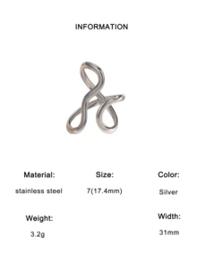 1pc Fashionable INS Personalized Exaggerated Niche Minimalist Chic Versatile High-Quality Plated Stainless Steel Asymmetrical Geometric Line Open Ring, Suitable For Women's Daily, Party, And Date Wear - Open Ring - View 8
