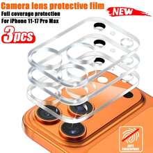 3 piezas Protector de lente de cámara compatible con iPhone 17/Air/17 Pro/17 Pro Max/16 Pro Max/15 Pro Max/14 Pro Max/13/12/11Pro Max, resistente al agua, a los golpes, a las caídas, a los arañazos y a las huellas dactilares, con cobertura completa - transparente - Ver 6